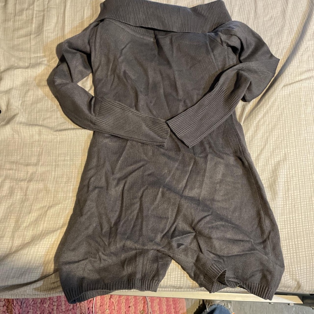 Forever 21 Off the Shoulder Sweater Jumpsuit Shorts Ribbed Medium